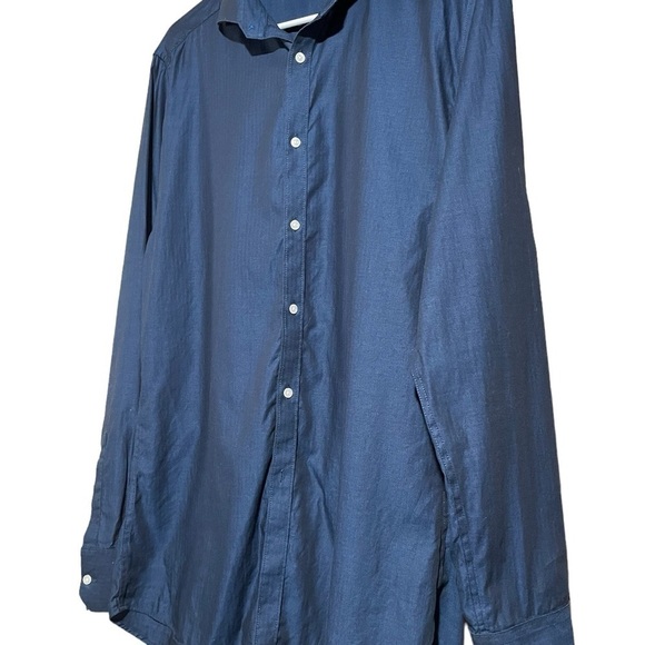 Vince Camuto Button up Dress Shirt Blue - Size 15.5 Slim Fit - Shimmer to Fabric - Picture 4 of 10